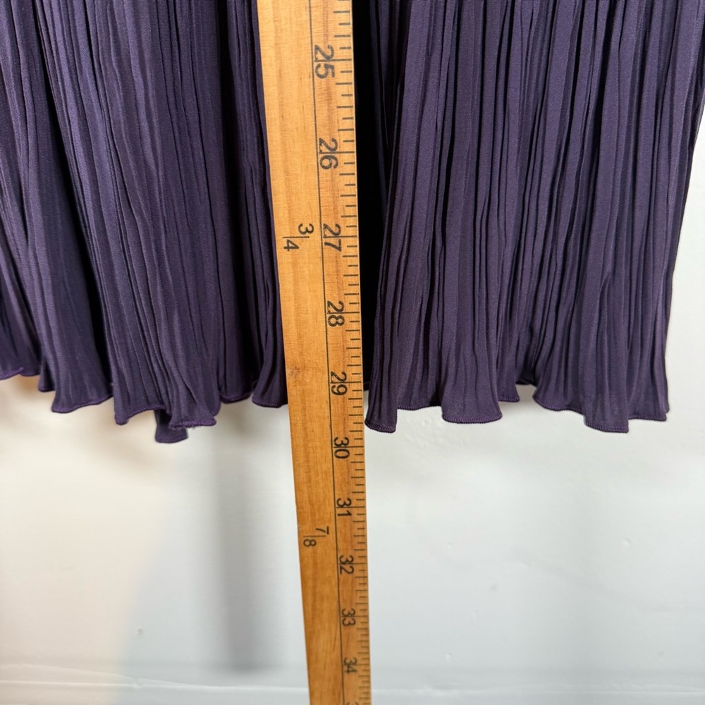 WOMENS MEDIUM HIGH WAISTED‎ MIDI PURPLE SKIRT PLEATED LINED DARK FEMININE PREPPY - Picture 9 of 15